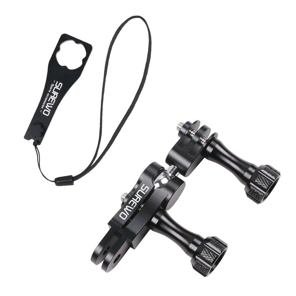 

SUREWO Ball Joint Aluminum Swivel Arm Mount with Aluminum Wrench Compatible with GoPro Hero 5 4 DJI Osmo AKASO and other Action Cameras Mount, чорний