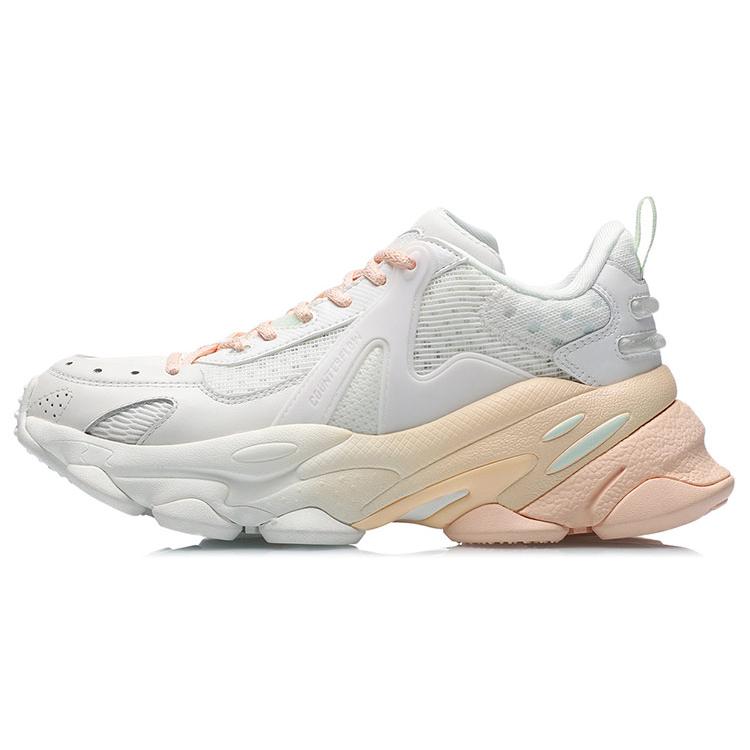 New LiNing CF Cushioned Anti Slip Wear Resistant Breathable Lightweight Low Top Athletic Shoes Women's White Orange AGLR068-2