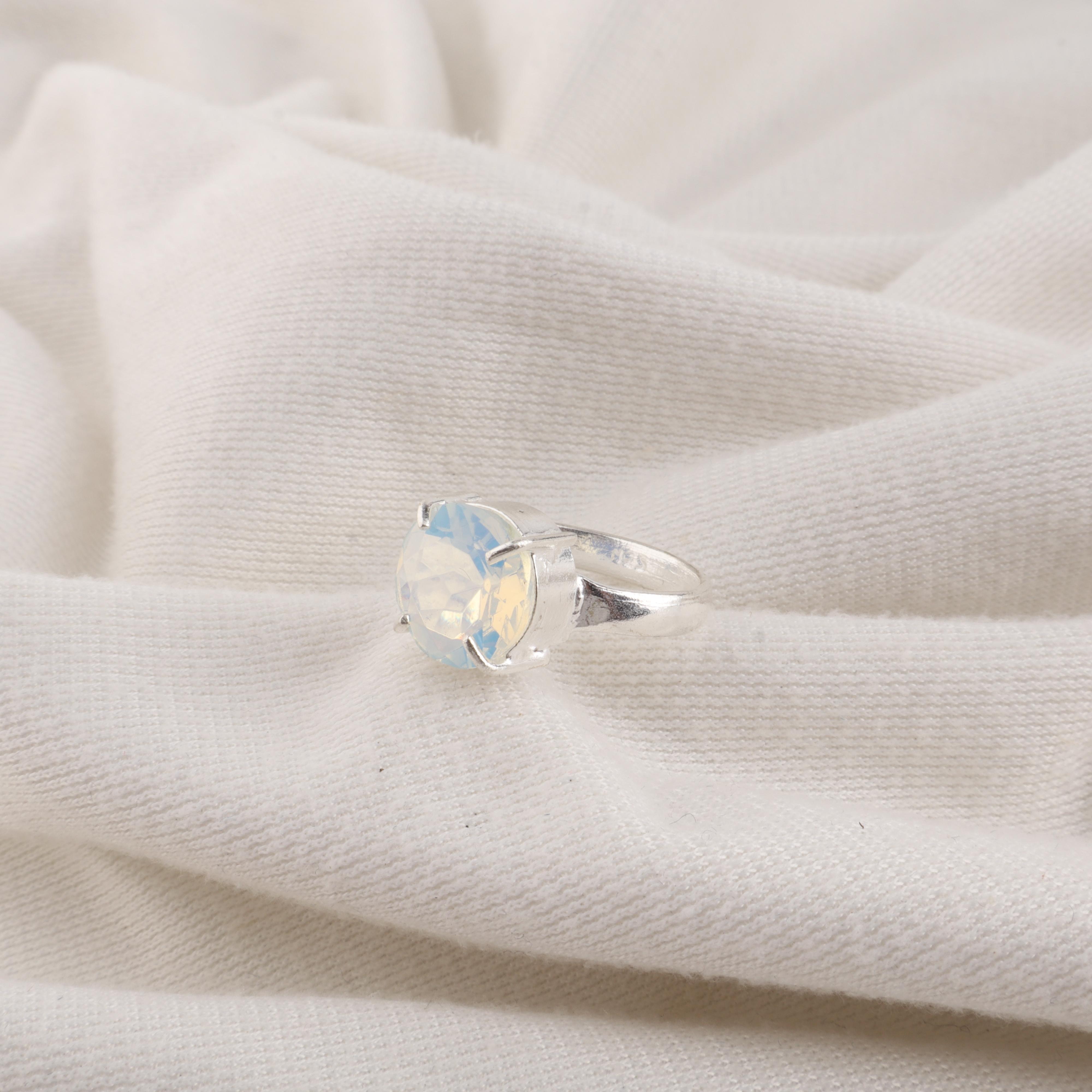 

Milky Opal Gemstone 925 Sterling Silver Handcrafted Jewelry Pretty Ring Birthday Gift For Her RR-72-20 4