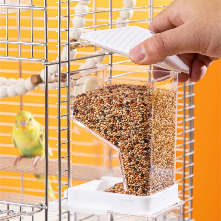 Plastic Parrots Feeder Transparent Bird Cage Food Dispenser Container Box for Small Birds with Anti Clogging Feature