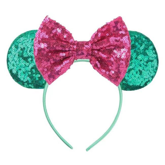 Silver Shinny Mouse Ears Headband For Girls Shinny Sequin Bow Hairband Festival Party Cosplay DIY Hair Accessories