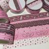 Süßes Rosa Braunes Erdbeerband Glitzernder Sand Handkonto Dekoratives Band Collage Planer DIY Schulbedarf Aufkleber Geschenk