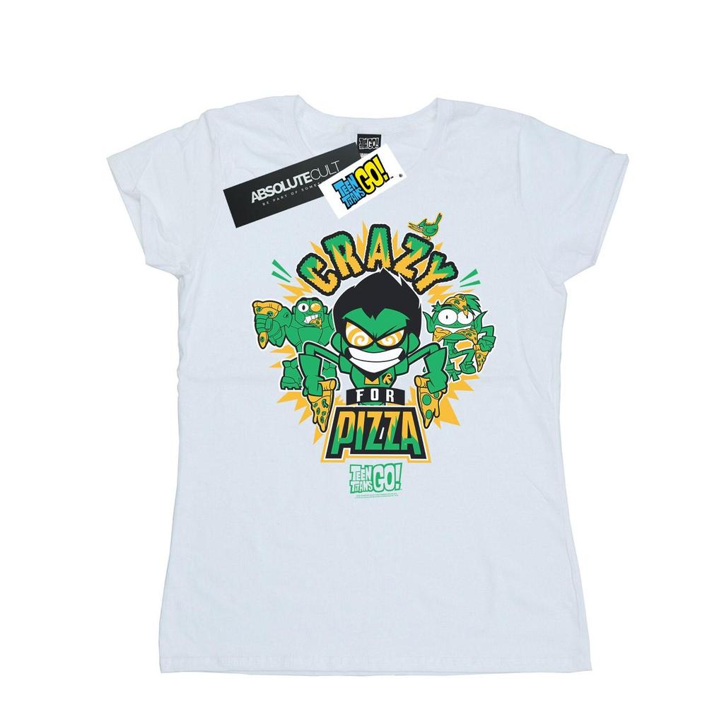 DC Comics Womens/Ladies Teen Titans Go Crazy For Pizza Cotton T-Shirt