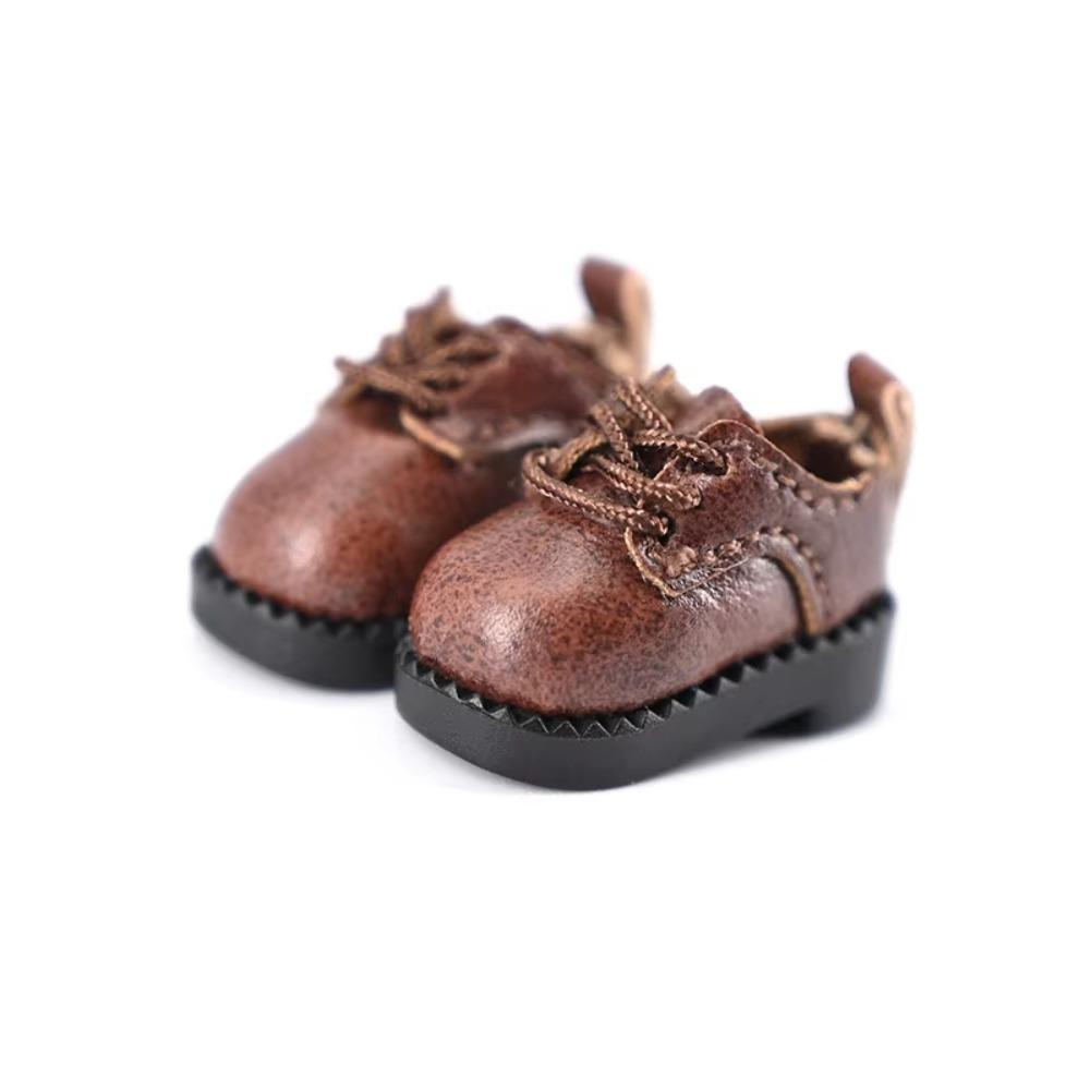 

Pretend Play Obitsu11 Shoes With Shoelace Cowhide Dolls Shoes Fashion Doll Leather Boots YMY GSC коричневый
