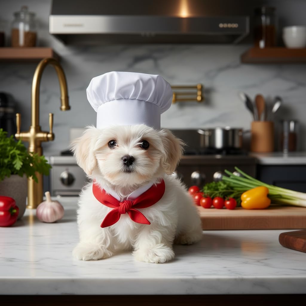 1 Set White Small Dogs Hat Photography Prop Funny Chef Style Pet Headwear Pet Accessories Dog Hats