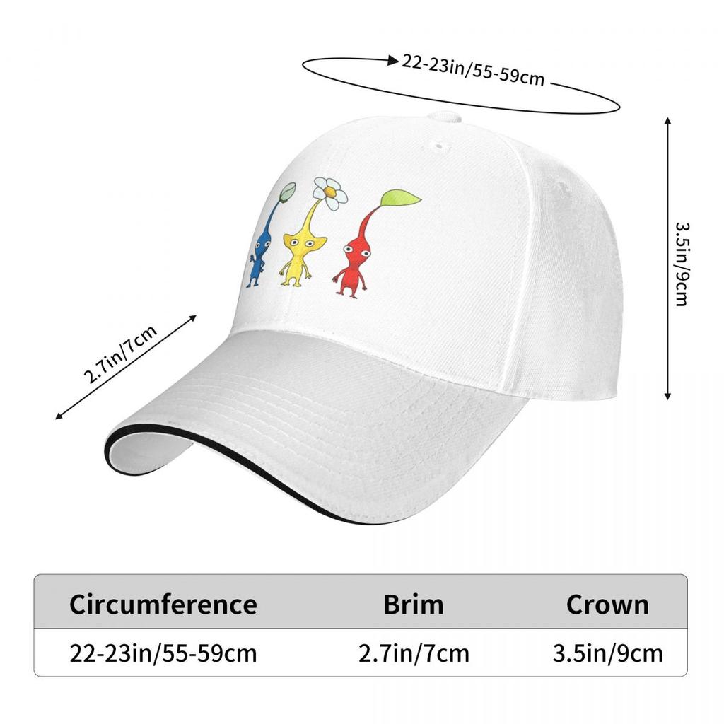Blue, Yellow and Red Pikmin Sticker Set Baseball Cap Hats Rugby Wild Ball Hat Hats For Unisex Women'S