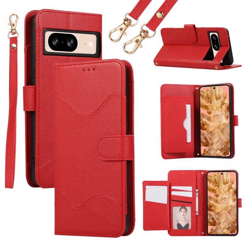 Handgelenkschlaufe Umhänge-Geldbörse mit Kartenhalter Handyhülle für Google Pixel 9 8 7 6 Pro 8A 7A 6A 5G PU-Leder Stoßfeste Hülle