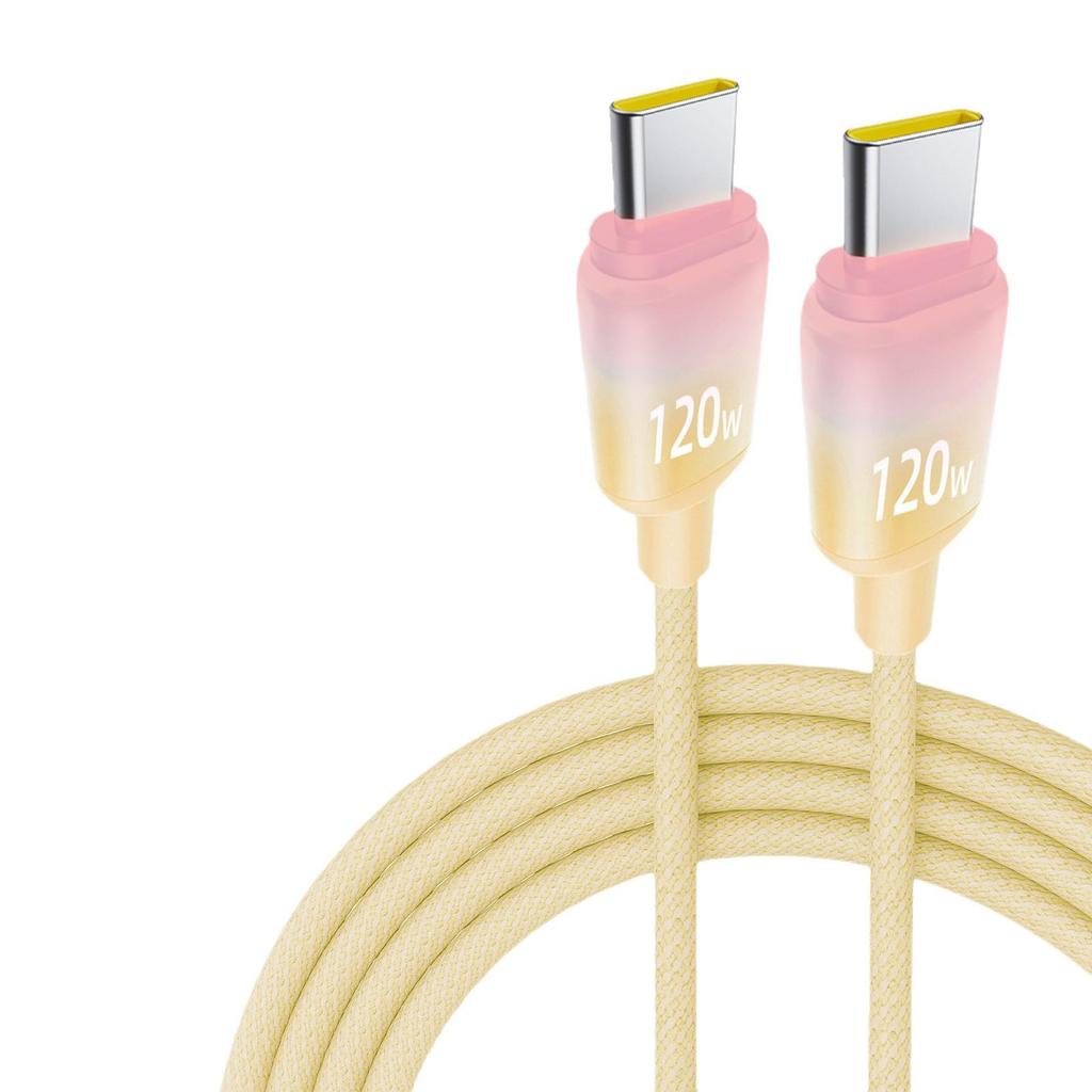 Colorful Gradient 120W Dual Type-C Fast Charging Cable for Apple 15 & Huawei Laptops