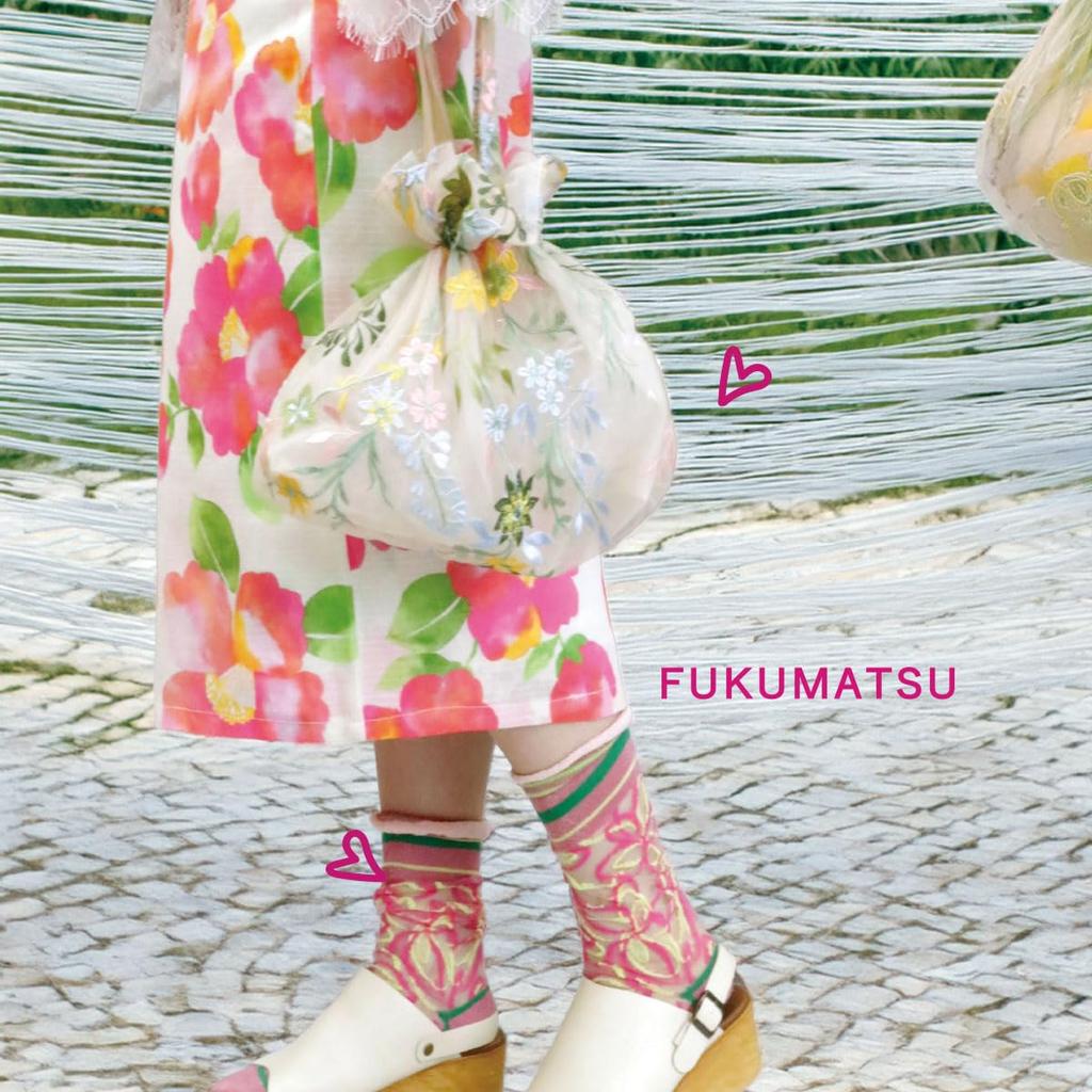 Fukuske Flower Pattern Drawstring Tulle Fukuske . (Dot Fukuske)Pale Bag, Material,