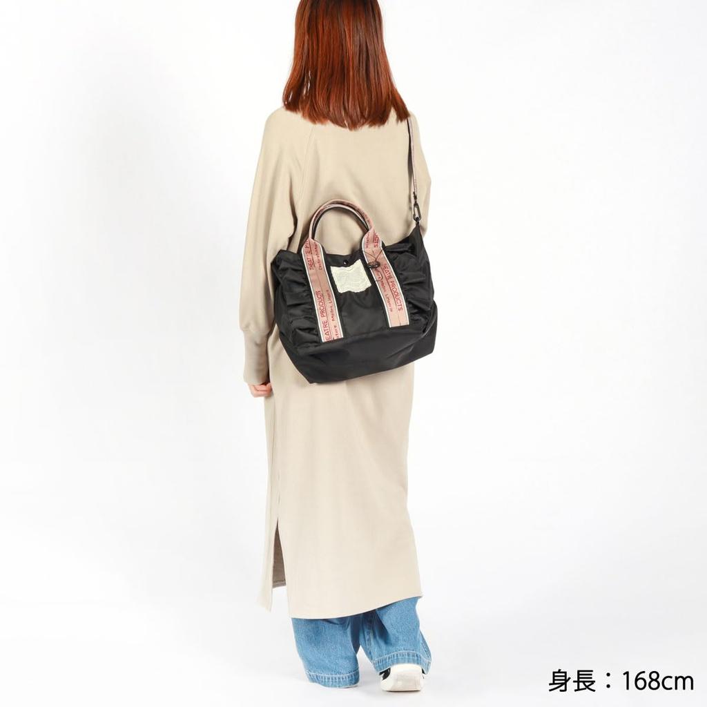 THEATRE PRODUCTS 2-Way Frill Tote Thames Large Tote Bag, CL240362, Black