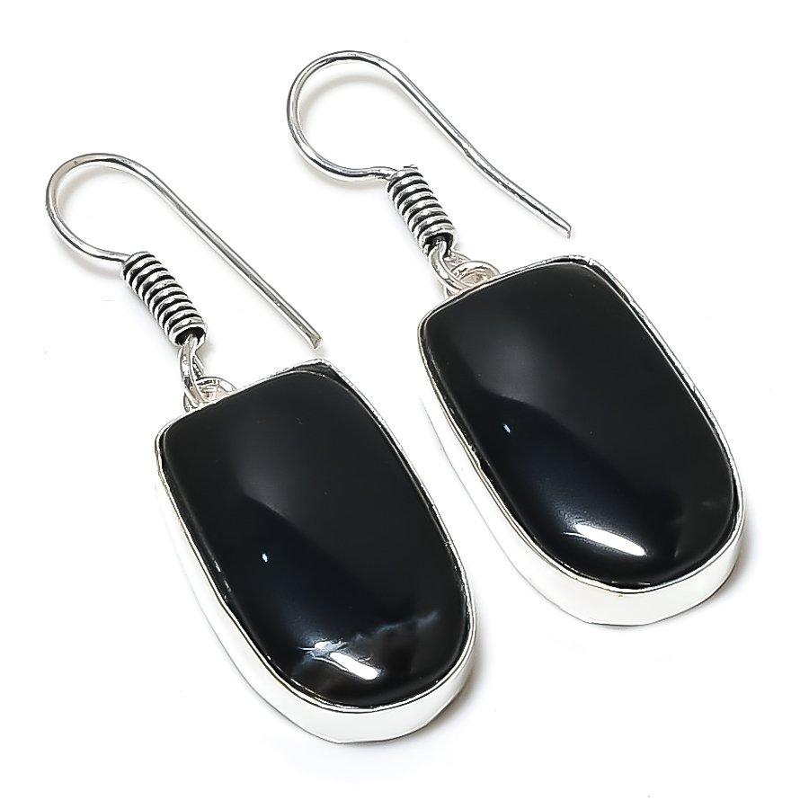 

Серьги ручной работы из стерлингового серебра 925 пробы с натуральным полосатым агатом, 1,89 дюйма, W5P45