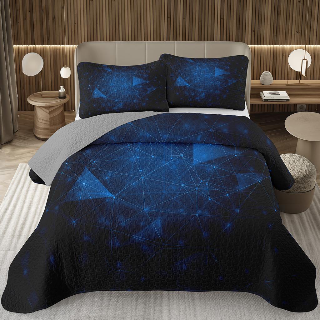 Rainbow Line Twin Queen Bedspread Colorful Abstract Geometric Quilted Bedding Set Bohemian Geometric Reversible Printed Coverlet