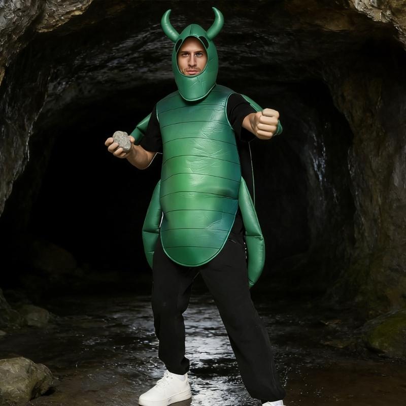 Grønn Bille Kostyme Bille Jumpsuits Cap Insekt Halloween Kostymer for Cosplay Utkledning Fest