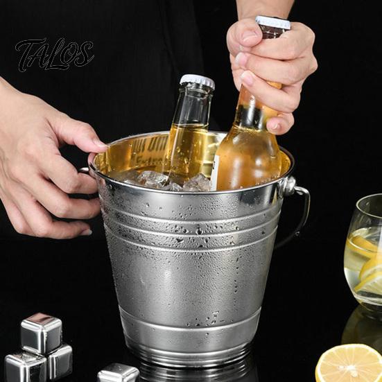 Stainless Steel Ice Bucket, with Handle Portable Beverage Tub, Mirror Polished Durable Ice Tub, for Bars Parties KTV Beverage Cooler