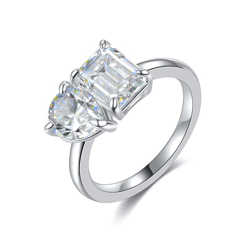 S925 Sterling Silver Irregular Moissanite Women's 3CT Fashion Ring