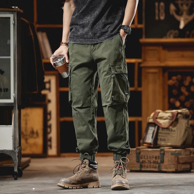 Heavyweight Work Pants for Men In Autumn Straight and Loose Large Size Multi-pocket Ties Casual Pants for Men In Autumn and Winter