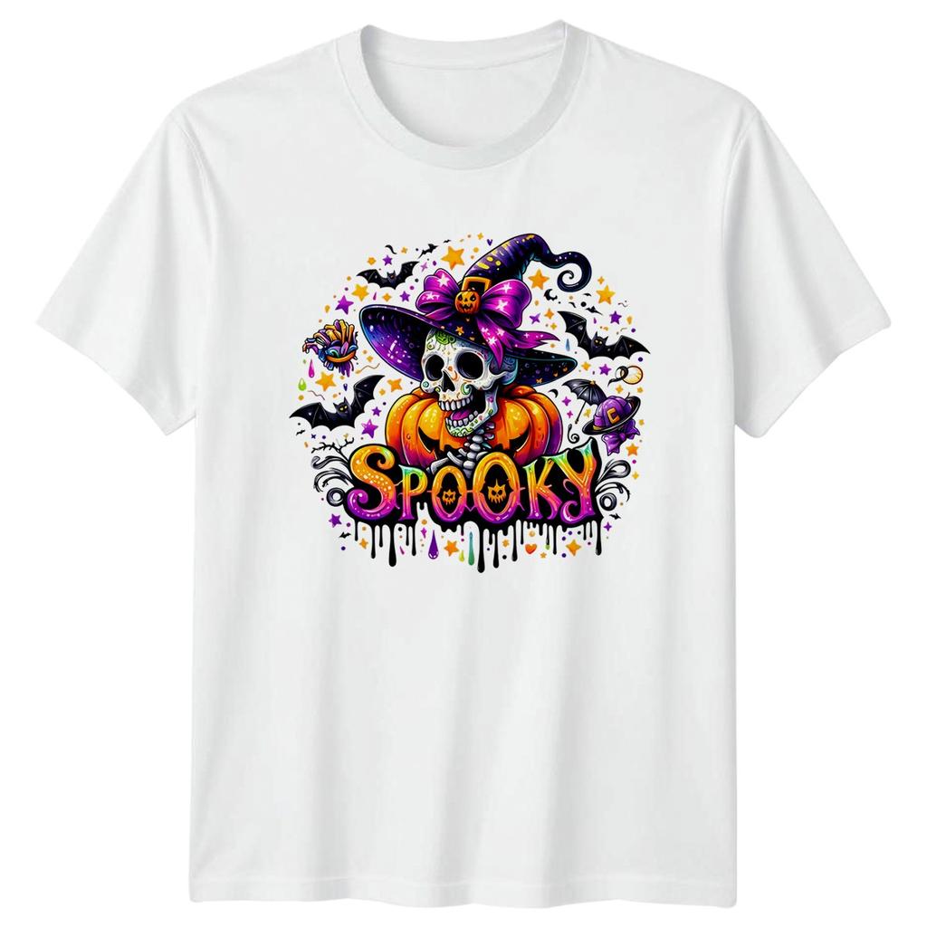 Spooky Skull Pumpkin Halloween Holidays Unisexs TShirt Unisexs Graphic Tee