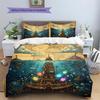 Map Ocean Architecture Pattern Bedding Quilt Set  Home Decoration  Gift (1 * duvet cover + 2 * pillowcase  without core)