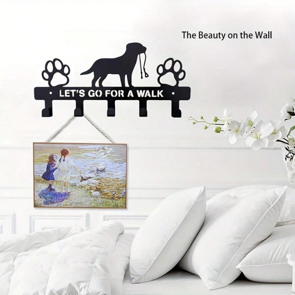 Metal Dog Key Holder Wall Mount Coat Hat Rack Garage Door Decor