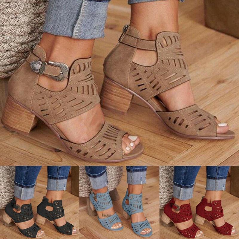 Stylish Ladies Summer Block Heels Sandals With Comfy Insole And Breathable Design