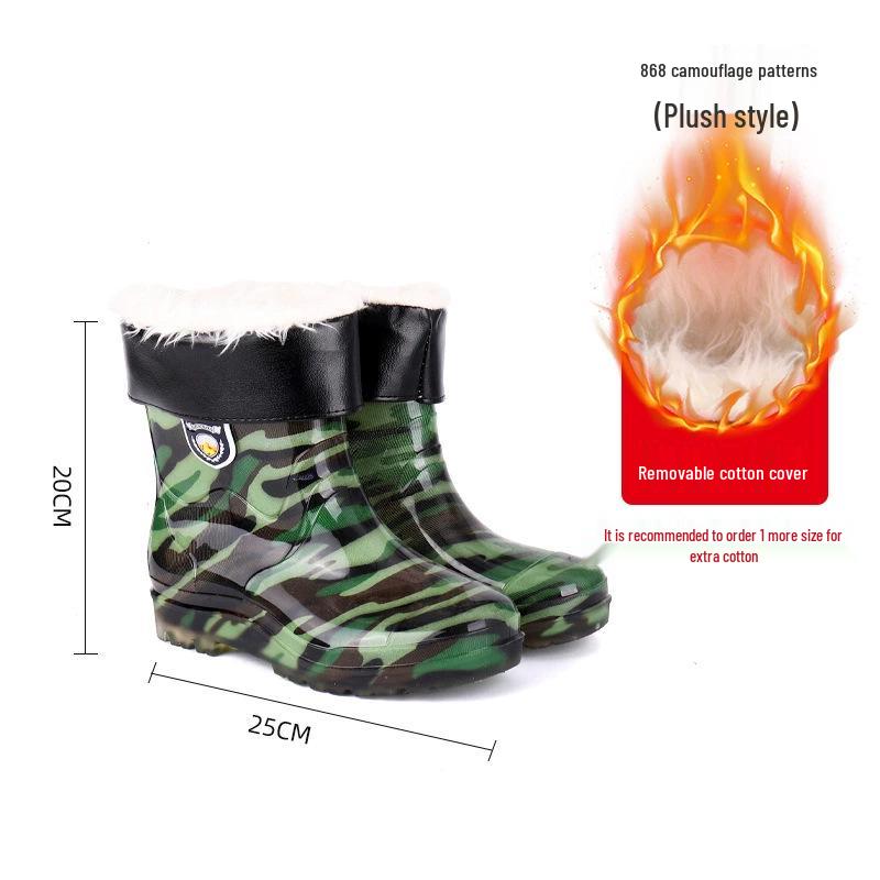 Men's Non-Slip Water-Resistant Work Boots: High-Top, Thick, Durable, Velvet-Lined for Construction and Kitchen Safety