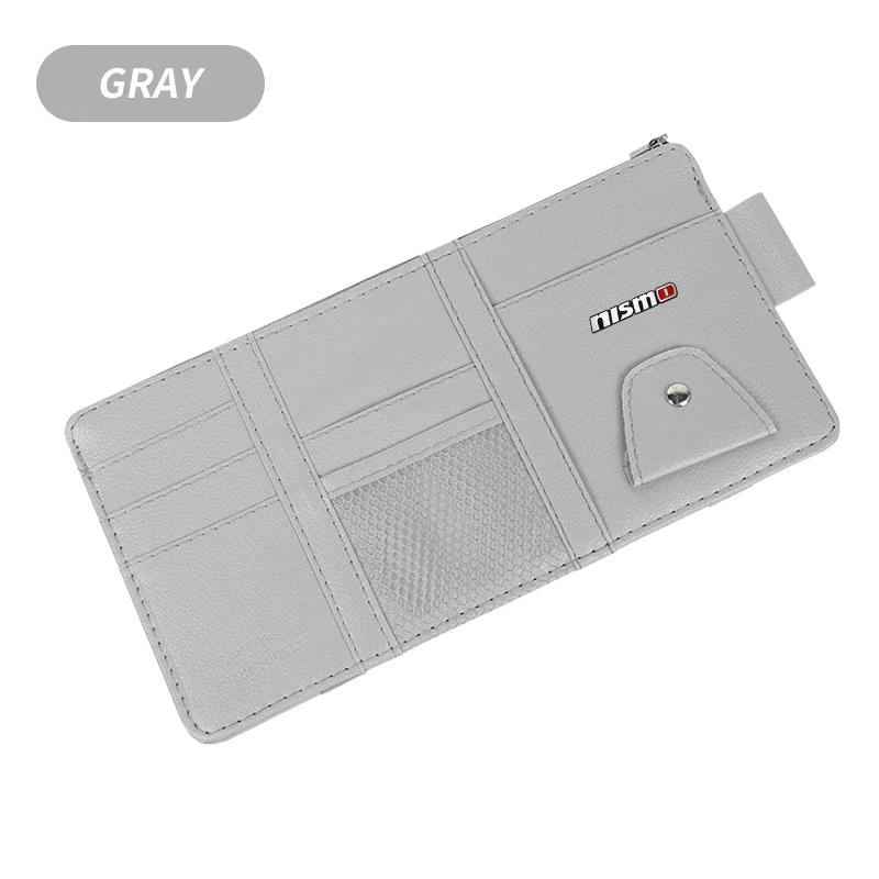 New Car Leather Sun Visor Storage Clip Light Shield Storage Bag For Nissan Nismo Tiida Teana Skyline Juke X-trail Almera Qashqai