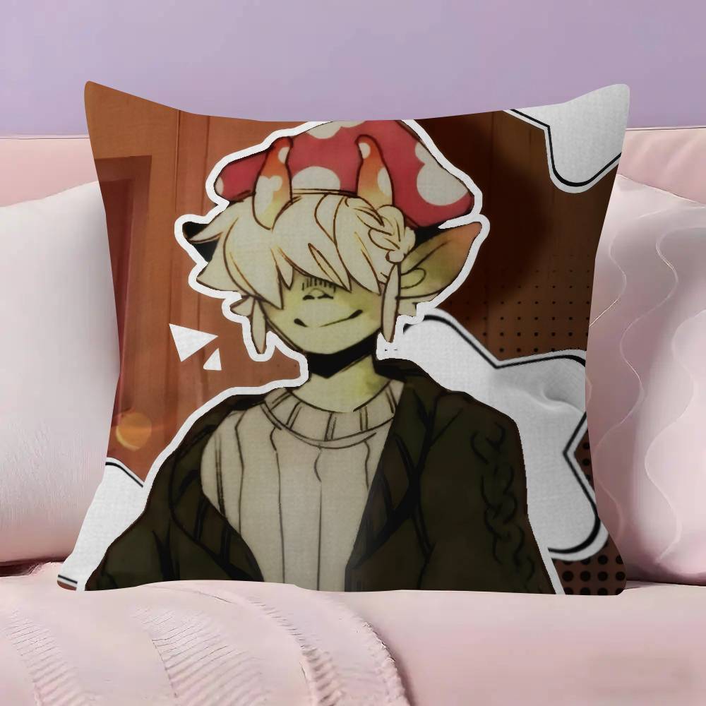 Mushroom Oasis Anime  Pillowcase Toon Gift Cushion Cover Bedroom Home Sofa Chair Seat Decor Pillow Case