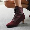 Autumn New Lace Up Ladies High Heel Shoes Strange Steampunk Boot Victorian Ankle Boots Women Round Toe Side Zip Short Boots
