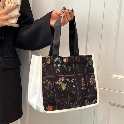 Handbag Korean Version of Versatile Canvas Shopping Bags for Women Ins Work Handbags Office Workers Lunch Box Bags