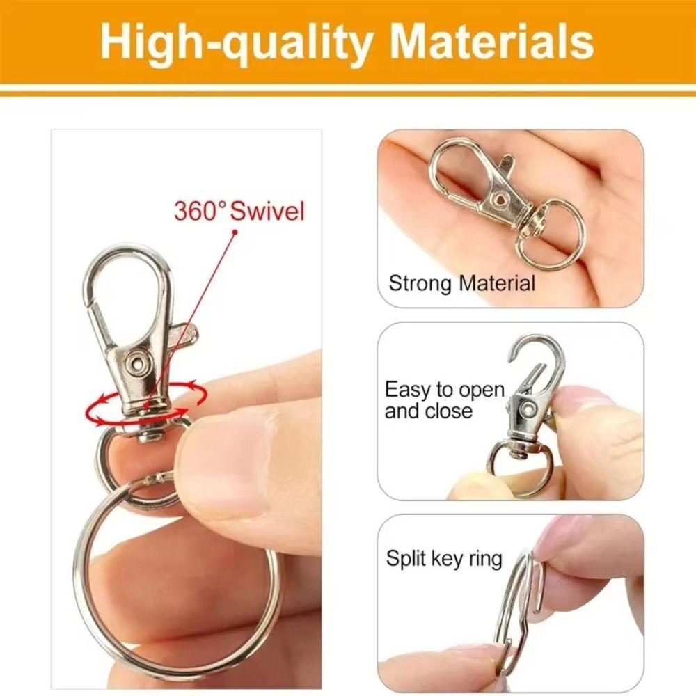100Pcs Rust-Resistant Lobster Claw Clasp Flexible Rotating Key Chain Jewelry Making