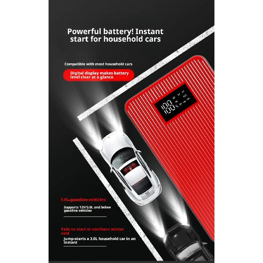 Car Emergency Jump Starter 12V Power Bank, Motorcycle Vehicle Starter Battery Booster Rescue Jump Starter Tool.