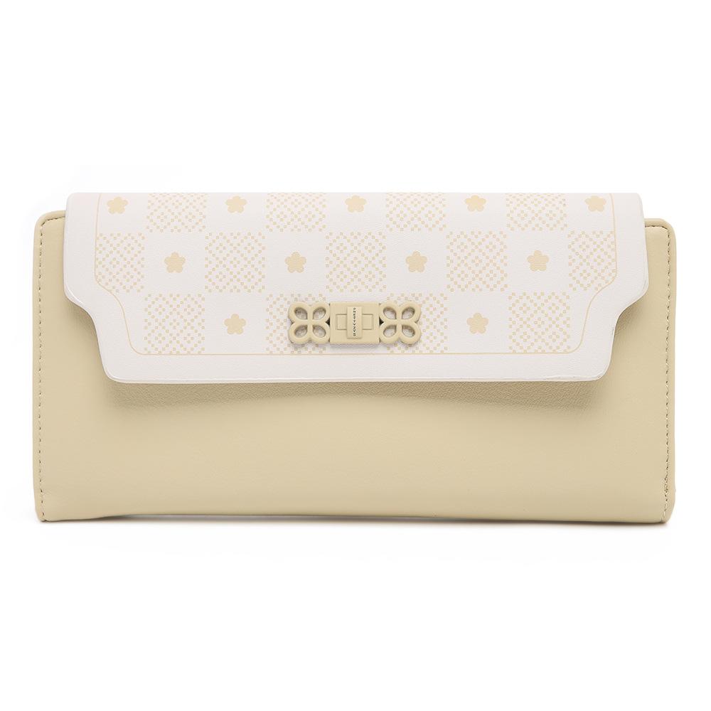 PU Soft Pull Buckle Flower Folding Women's Long Wallet