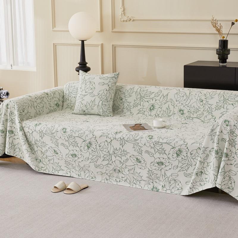 Chenille Reversible Couch Cover Floral Blankets Covers Multifunctional Sofa Towel Blanket Chair Slipcover Fit for All-seasons
