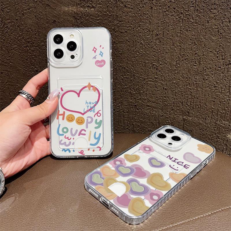 Card Slot Holder Silicone Wallet Pocket Case For Xiaomi Redmi 15 12 13 11 10 14 F Oppo A78 A58 A38 A18 Samsung A16 A26 A36 Cover Clear Phone Bumper