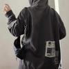 Womens Oversized Hooded Zip-Up Sweatshirt With Embroidered Patch Streetwear Loose Fit Long Sleeve Fall Winter