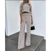 Crop Cropped Top Wide-Leg Pant Suit Crop-Top Short Top Loose Pants Two-piece Set