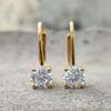 Round Cut Solitaire Huggie Hoop Earrings for Women Elegant Gold Tone U Shaped Earrings Fashion Daily Party Jewelry
