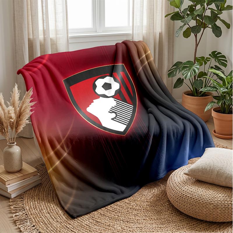 Bournemouth Football Print Flannel Blanket, Soft Warm Lightweight Throw Blanket for Sofa Bed Camping