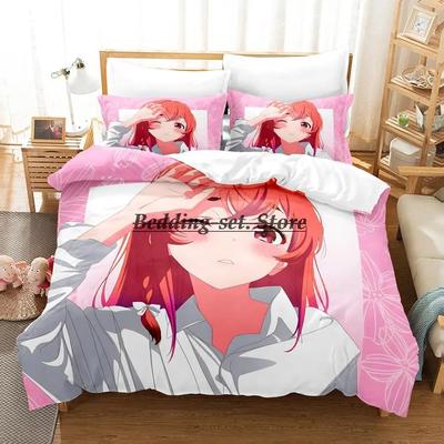 Zestaw pościeli Kanojo Okarishimasu, pojedyncza, podwójna, pełna, królowa, king size, komplet pościeli dla dorosłych i dzieci, łóżko anime