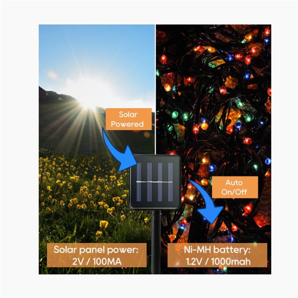 100led Solar String Lights Outdoor Waterproof Fairy Decorative Lamp With Solar Panel For Garden Decor