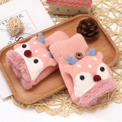 Deer Mittens Cold Protection Children Christmas Gloves  Gloves  Fingerless Gloves Clamshell Half Finger Gloves