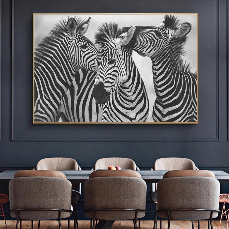 Africa Black and White Zebra Poster Animal Canvas Paintings Posters Print Wall Art Pictures for Living Room Home Decor No Frame