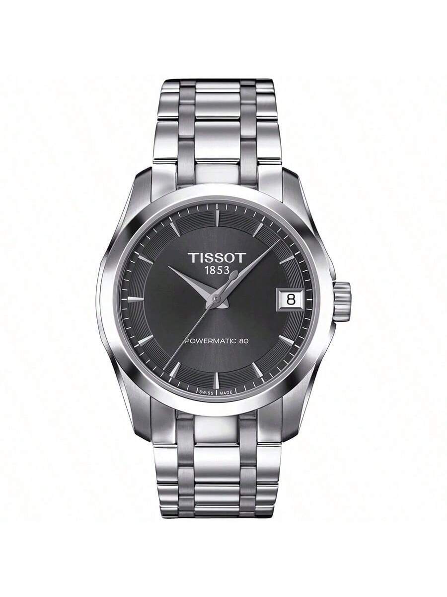 Tissot women s mechanical watch, 100m water-resistant, stainless steel strap T035.207.11.061.00 чёрный