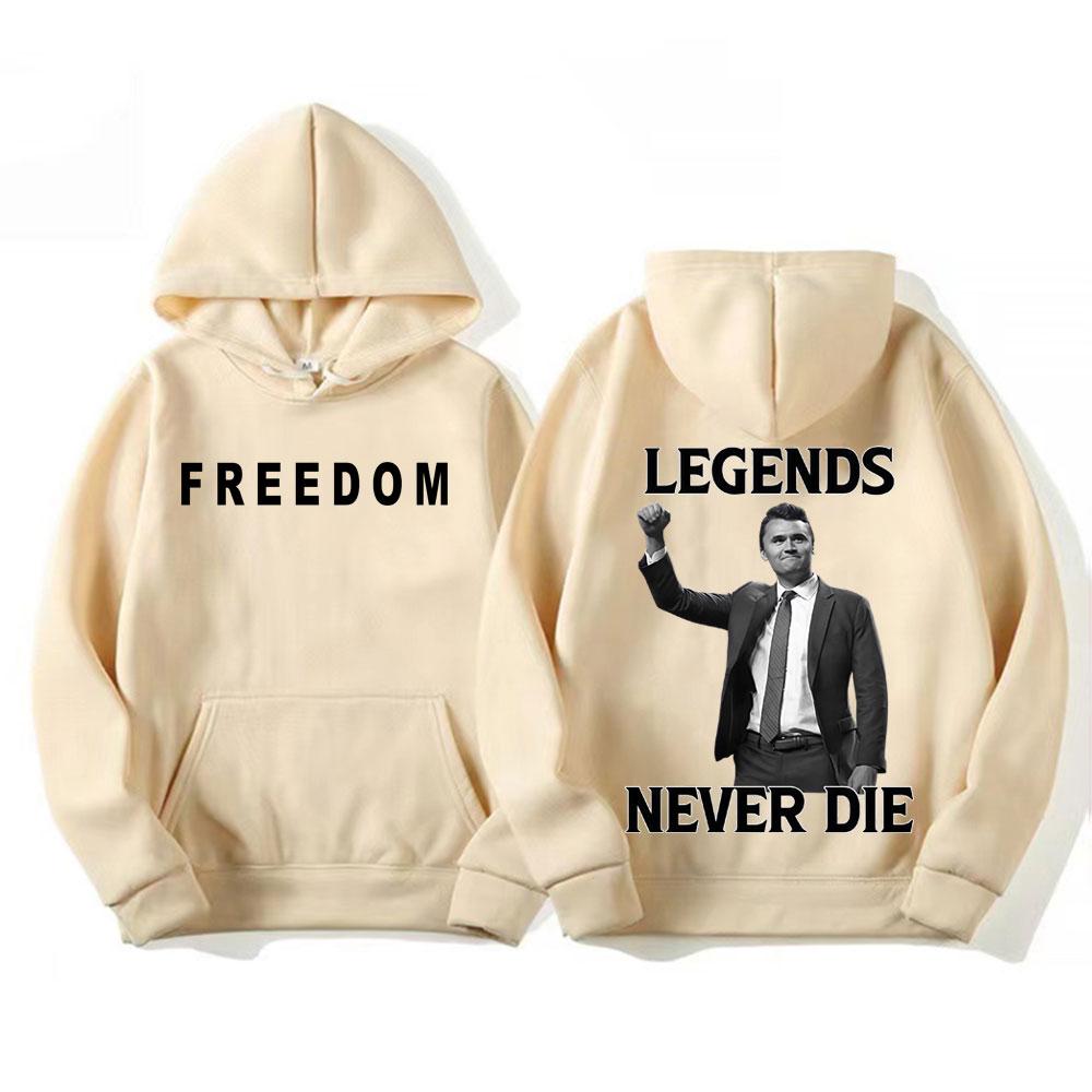 Legends Never Die Charlie Kirk Fall/Winter 2025 100% Printed Cotton Hoodie Men's Fashion Trend Streetwear Sweater Loose