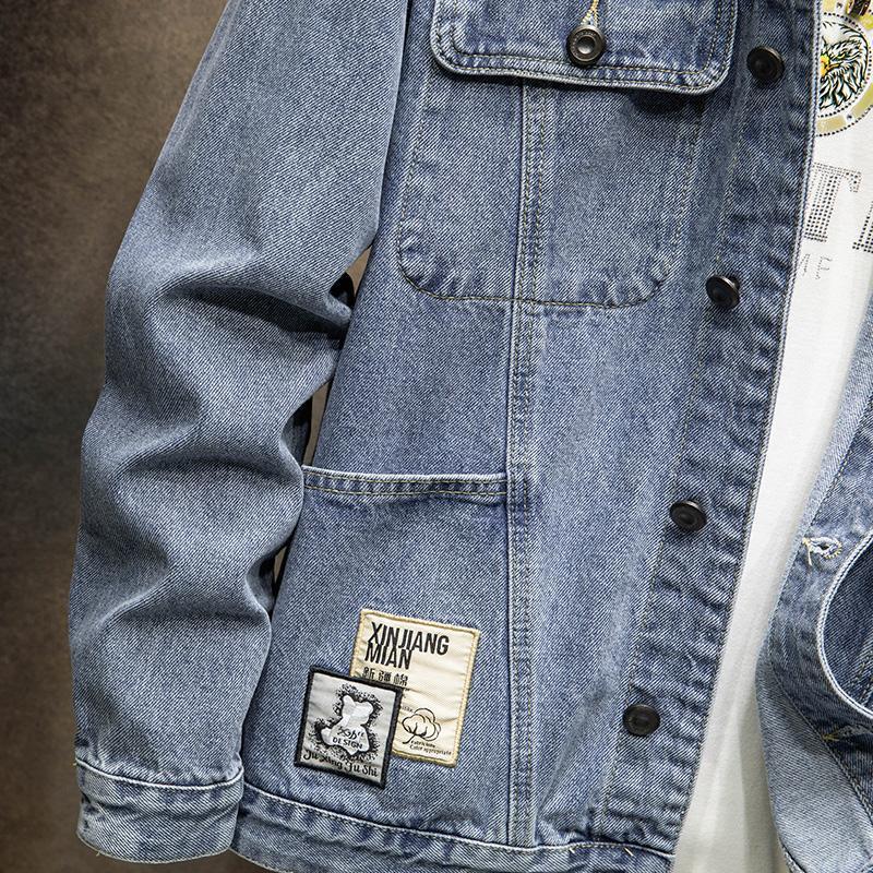 Vintage Jeansjacke Herren Lose Jacke Herren Frühling und Herbst Top