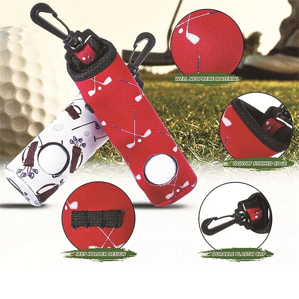 Golf Ball Carry Bag Pouch, Neoprene Golf Ball Holder With Keychain Belt Clip, Portable Lightweight Golf Carry Bag Accessories For Outdoor Storage