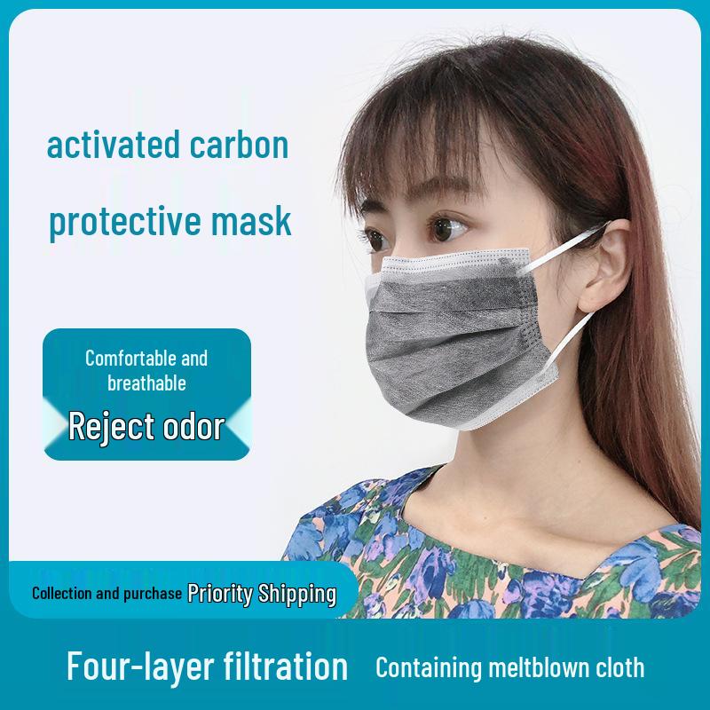 Gray Activated Carbon Disposable Dust Mask for Adults