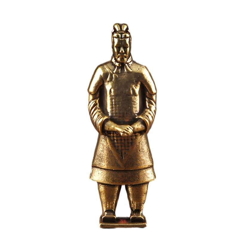 Brasses Chinese Terracotta Soldier Figurine with Antique Bronze Finish for Shelf Decors Study Accent Office Desk Display and Collector Gift