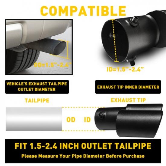 Black Steel Car Stainless Exhaust Dual Pipe Tip Muffler Burnt Tail Titanium Rear