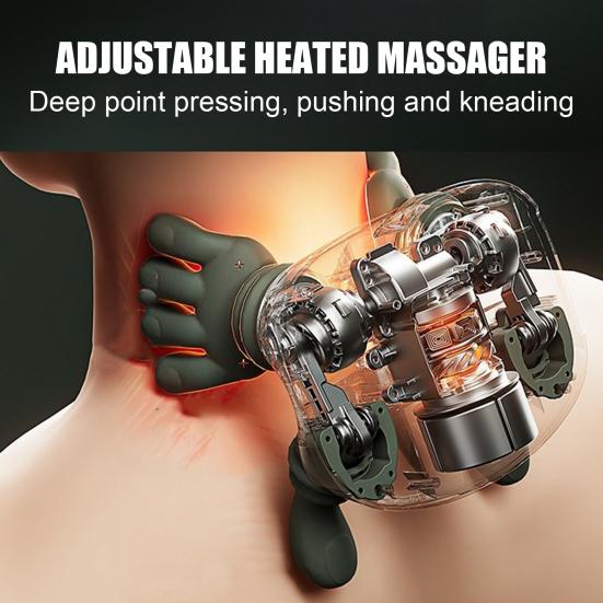Bionický masážní přístroj na krk, ramena a záda, hloubková tkáň, úleva od bolesti, svalová relaxace, 3D hnětení, bezdrátový elektrický vyhřívaný shiatsu masážní přístroj